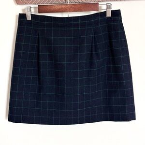 J.Crew Navy Blue & Green Plaid Checkered Wool Blend Mini Skirt Size 4